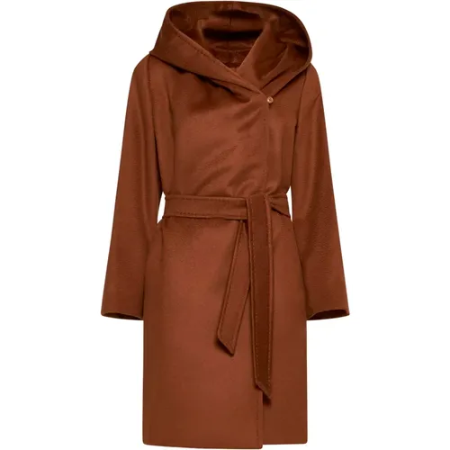 Leather Coat with Hood , female, Sizes: 3XS, S, XS, 4XS, 2XS - Max Mara Studio - Modalova