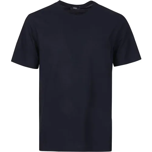 Blaues Crepe T-Shirt , Herren, Größe: L - Herno - Modalova
