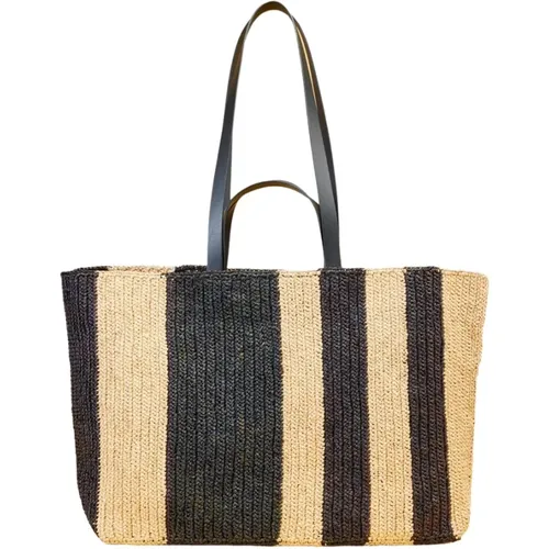 Handmade Striped Crochet Maxi Bag , female, Sizes: ONE SIZE - Liviana Conti - Modalova