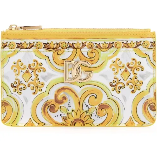 Ceramic Tile Print Card Holder , female, Sizes: ONE SIZE - Dolce & Gabbana - Modalova