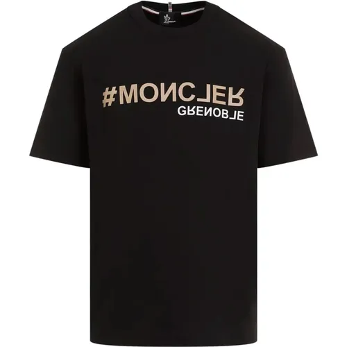 Schwarzes T-Shirt mit kurzen Ärmeln , Herren, Größe: L - Moncler - Modalova