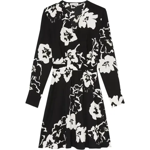 Schwarz/Weiß Wrap Style Kleid , Damen, Größe: XL - Marc O'Polo - Modalova