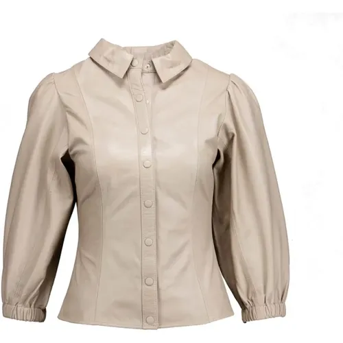 Leather Blouse with Snap Buttons , female, Sizes: XL, M, XS - Ibana - Modalova