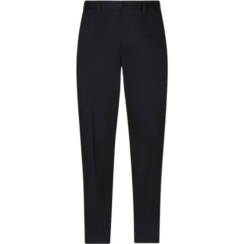 Navy Blue Logo Tag Trousers , male, Sizes: M, XL, L - Dolce & Gabbana - Modalova