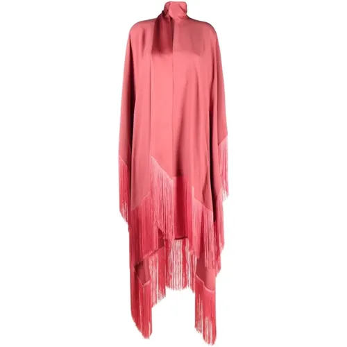 Peony Crepe Kaftan with Fringed Edge , female, Sizes: ONE SIZE - Taller Marmo - Modalova