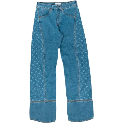 Gebogene Denim Mond Laser Jeans - Marine Serre - Modalova