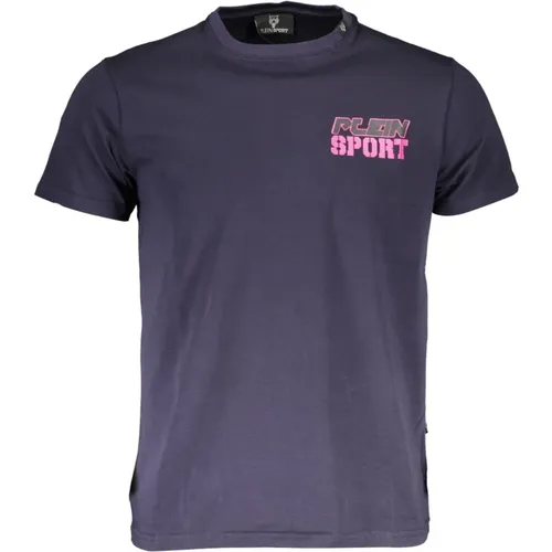 Blaues Baumwoll-T-Shirt mit Druck - Plein Sport - Modalova