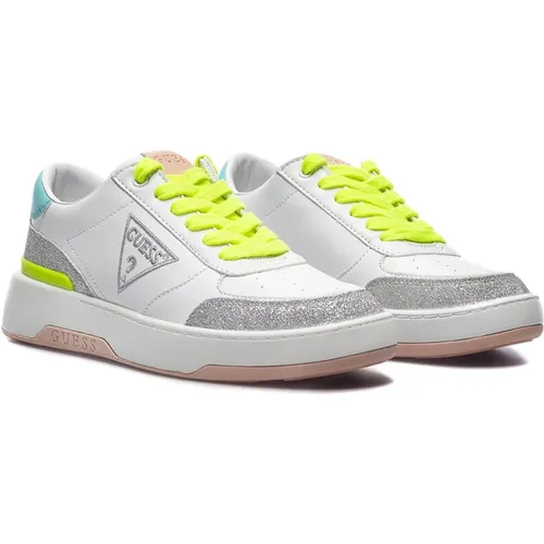 Weiße Synthetik-Sneakers Fl5Mlsfam12 , Damen, Größe: 36 EU - Guess - Modalova