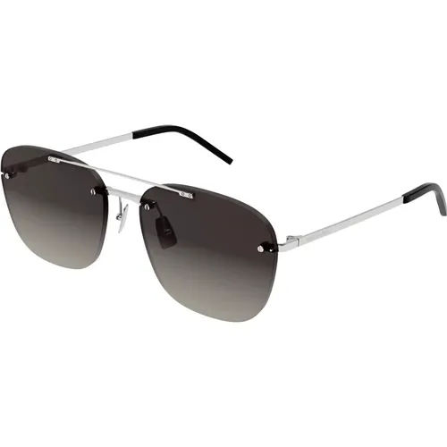 Rimless Sonnenbrille in Silber/Grau Verlauf , unisex, Größe: 58 MM - Saint Laurent - Modalova