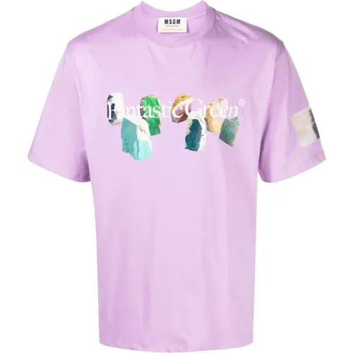 Lila T-Shirts und Polos , Herren, Größe: XL - MSGM - Modalova