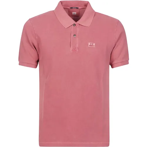 Rotes Bud Piquet Polo Shirt , Herren, Größe: S - C.P. Company - Modalova