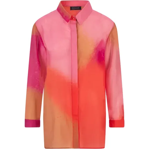 Orange Silk Shaded Print Shirt , female, Sizes: S, M - Gianluca Capannolo - Modalova