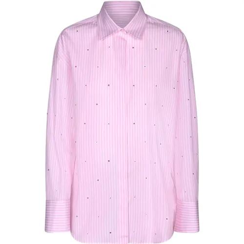 Classic Collar Cotton Shirt , female, Sizes: XS - Msgm - Modalova