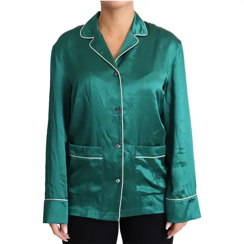 Pyjama Blouse Silk Lounge Sleepwear Top , female, Sizes: 3XS - Dolce & Gabbana - Modalova