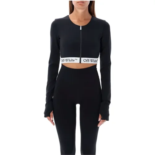 Chic Logo Zipped Crop Top , female, Sizes: S, M, L - Off White - Modalova