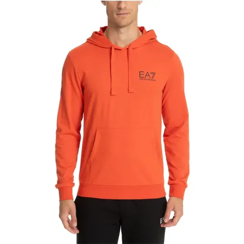 Kordelzug Gemustert Logo Tasche Hoodie , Herren, Größe: M - Emporio Armani EA7 - Modalova