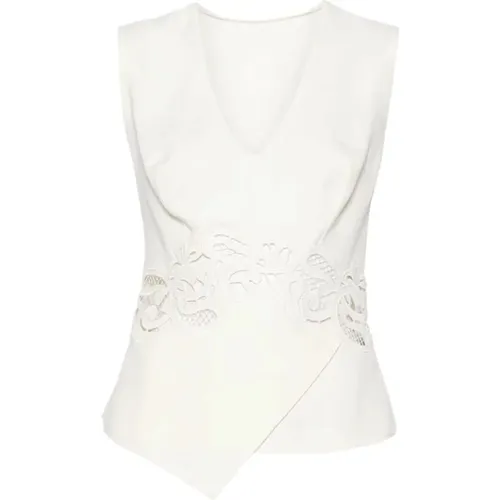 Lace Blouse with V Neck , female, Sizes: XS - Ermanno Scervino - Modalova