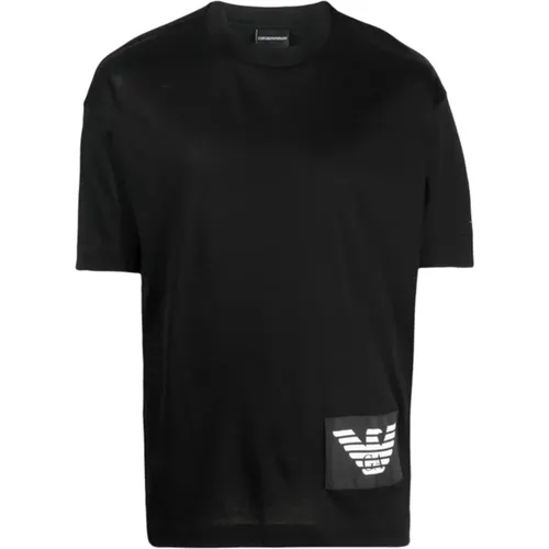 Kurzarm Baumwoll-T-Shirt mit Adler-Logo , Herren, Größe: 2XL - Emporio Armani - Modalova