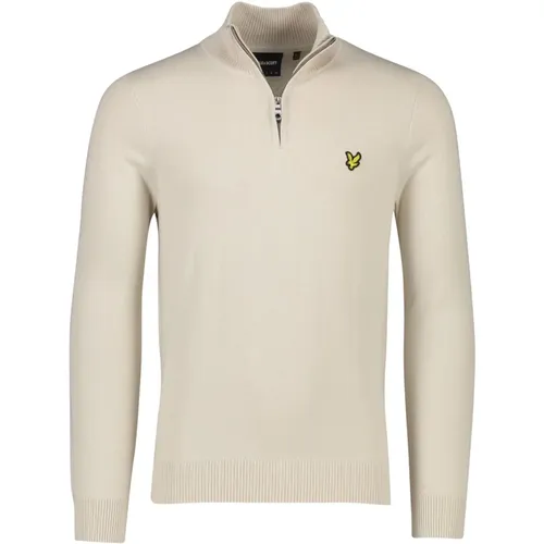 Beiger Halbzip-Pullover , Herren, Größe: M - Lyle & Scott - Modalova