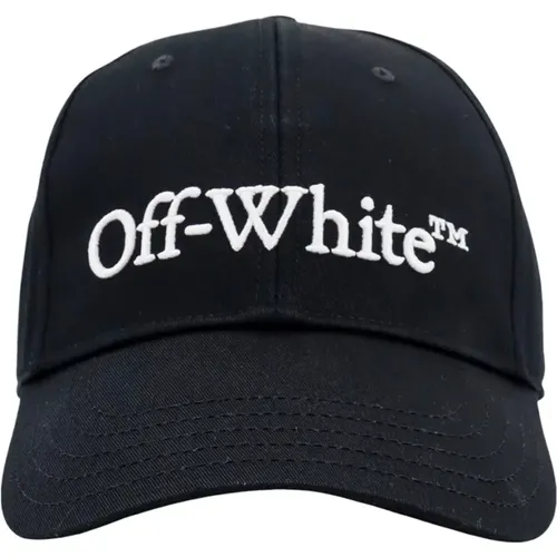 Schwarze Bestickte Logo Baumwollmütze , Herren, Größe: L - Off White - Modalova