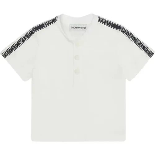 Weißes T-Shirt mit blauem Band - Emporio Armani - Modalova