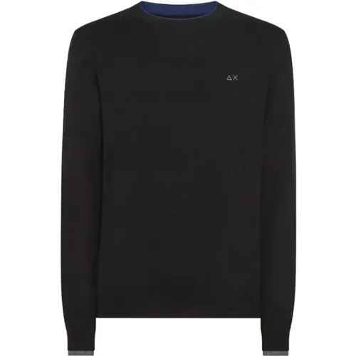 Sweater with Contrasting Logo , male, Sizes: 3XL, M - Sun68 - Modalova
