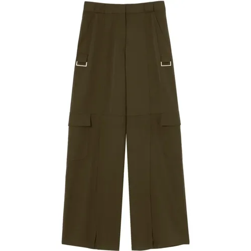 Grüne Hose mit vorderem Schlitz,Braune Weite Pelaggi Hose mit Taschen - pinko - Modalova