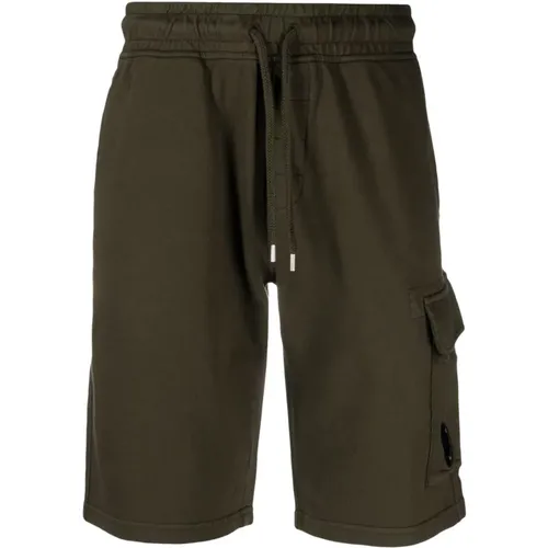 Leichte Fleece-Shorts in Grün , Herren, Größe: M - C.P. Company - Modalova