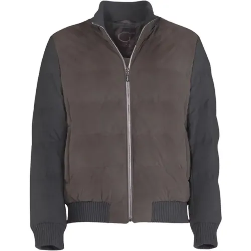 Quilted Lamb Suede Bomber Jacket , male, Sizes: 2XL, 3XL, 5XL, XL, 4XL, L - Gimo's - Modalova