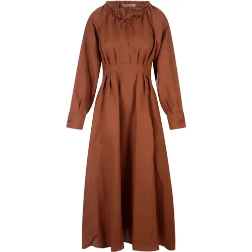 Braunes Leinen Seiden Midi Kleid - Max Mara - Modalova