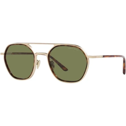 Pale Gold/Green Sunglasses AR 6145 , male, Sizes: 53 MM - Giorgio Armani - Modalova