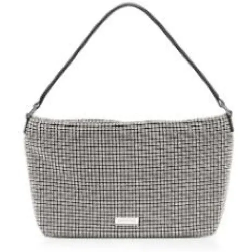 Silver Mesh Bag with Zip Closure , female, Sizes: ONE SIZE - Self Portrait - Modalova