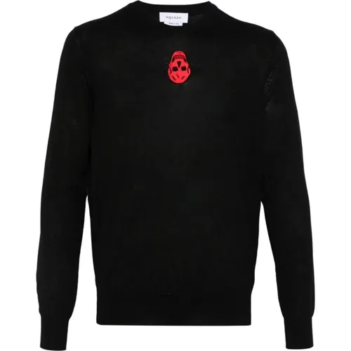 Wool Blend Sweater with Skull Embroidery , male, Sizes: S, M, L - alexander mcqueen - Modalova