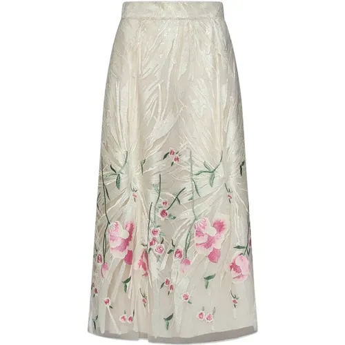 Embroidered Multicolor High Waist Skirt , female, Sizes: M - Elie Saab - Modalova