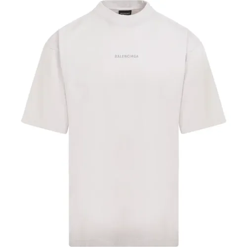 Weißes Baumwoll-T-Shirt mit Logo - Balenciaga - Modalova