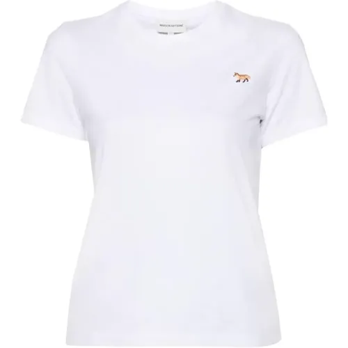 T-Shirt mit Signatur-Fuchspatch , Damen, Größe: XS - Maison Kitsuné - Modalova