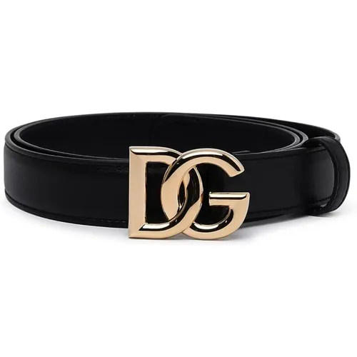 Leather Belt with DG Monogram Buckle , female, Sizes: 90 CM, 105 CM, 85 CM, 95 CM, 100 CM - Dolce & Gabbana - Modalova