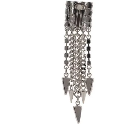 Silver Square Earrings with Synthetic Crystals and Chain Fringe , female, Sizes: ONE SIZE - Alessandra Rich - Modalova