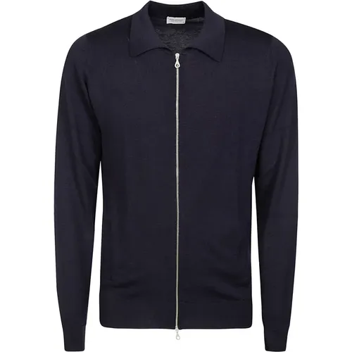 Midnight Zip Jacke LS , Herren, Größe: M - John Smedley - Modalova