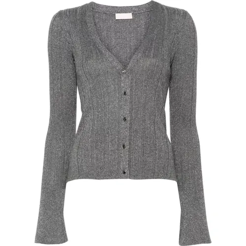 Metallic Anthracite Sweater with Lurex Detailing , female, Sizes: XL, S, XS, M, L - Liu Jo - Modalova