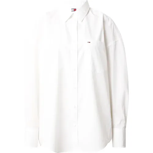 Weiße Logo Patch Button-Up Hemd - Tommy Jeans - Modalova