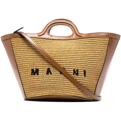 Embroidered logo panelled design bag , female, Sizes: ONE SIZE - Marni - Modalova