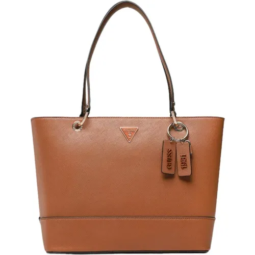 Saffiano Leather Handbag with Metal Logo , female, Sizes: ONE SIZE - Guess - Modalova