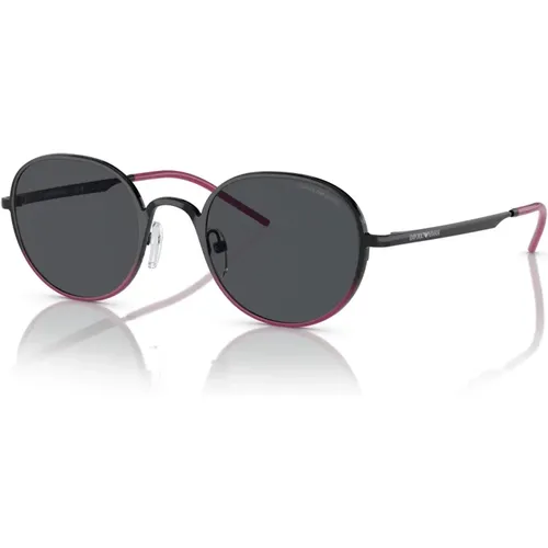 Stylische Sonnenbrille in glänzendem Schwarz - Emporio Armani - Modalova