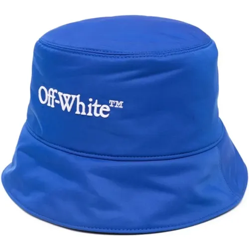 Blauer Logo-bestickter Bucket Hat , Herren, Größe: M - Off White - Modalova