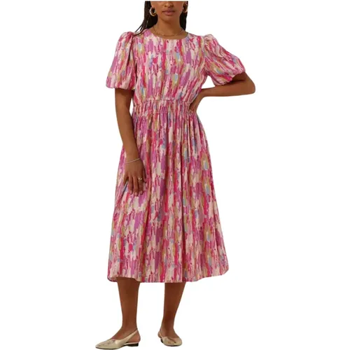 Rosa Midi Kleid Havannah , Damen, Größe: L - Moves - Modalova