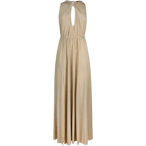 Golden Long Dress with Cut-out Detail , female, Sizes: M, S - Liu Jo - Modalova
