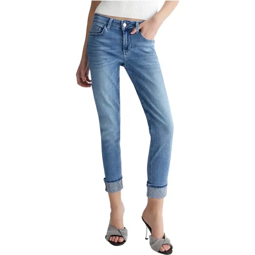 Strass Detail Cropped Jeans , female, Sizes: W29, W26, W32, W25, W28, W27 - Liu Jo - Modalova