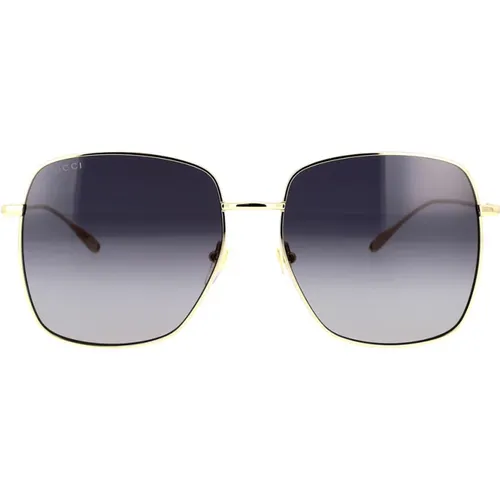 Square Oversized Sunglasses with Gold Frame and Gradient Grey Lenses , female, Sizes: 59 MM - Gucci - Modalova