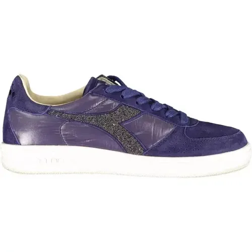 Blaue Sneakers mit Kristallverzierung und Kontrastsohle , Damen, Größe: 38 1/2 EU - Diadora - Modalova